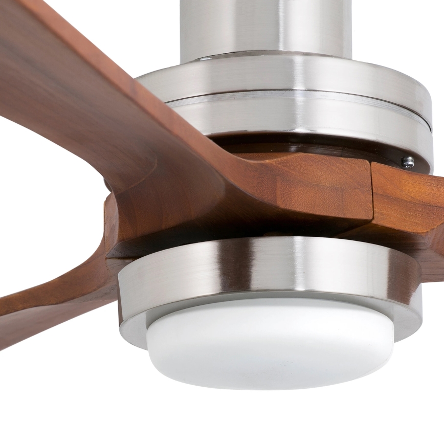 FARO 33518DC - LED Plafonski ventilator LANTAU LED/15W/230V mat krom/drvo + Daljinski upravljač