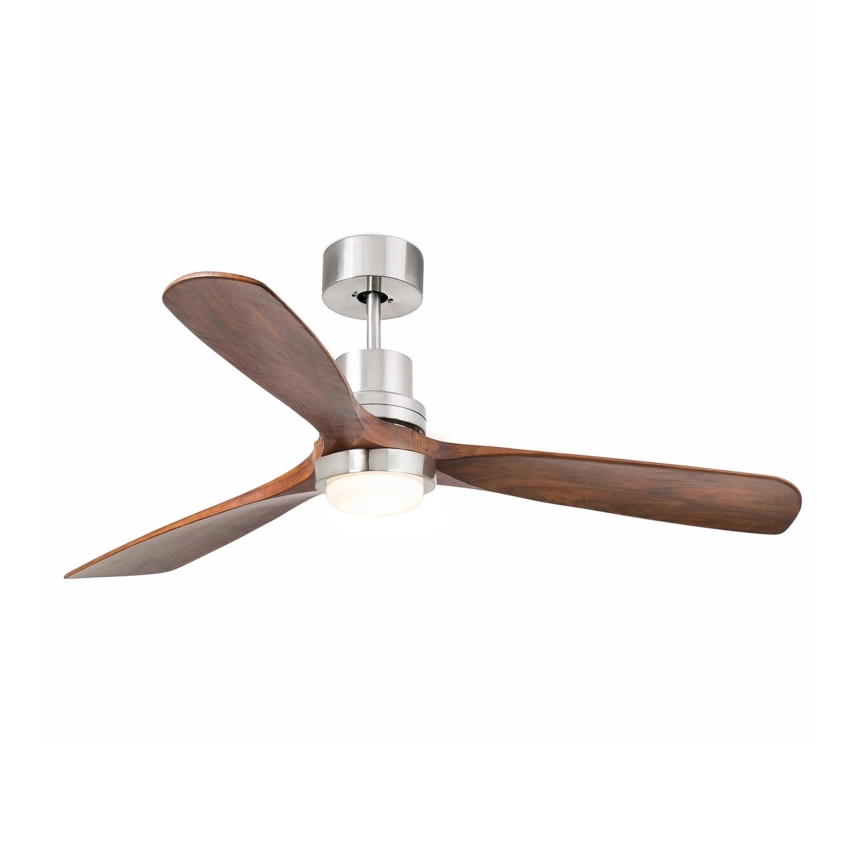 FARO 33518DC - LED Plafonski ventilator LANTAU LED/15W/230V mat krom/drvo + Daljinski upravljač