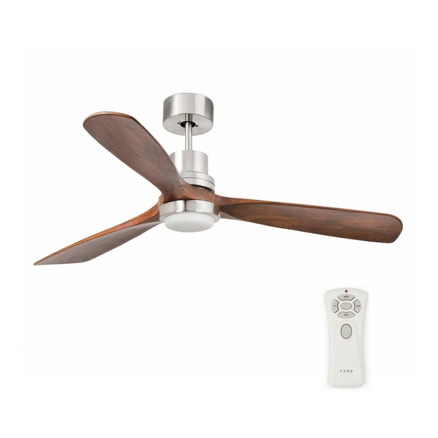 FARO 33518DC - LED Plafonski ventilator LANTAU LED/15W/230V mat krom/drvo + Daljinski upravljač
