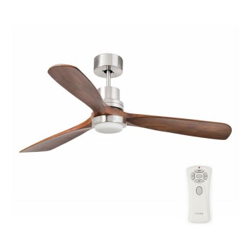 FARO 33518DC - LED plafonski ventilator LANTAU LED/15W/230V matni hrom/drvo + daljinski upravljač