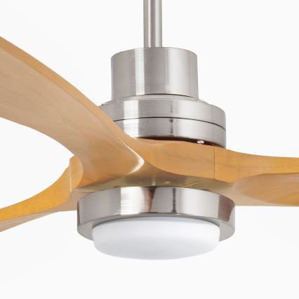 FARO 33560DC - LED plafonski ventilator LANTAU, LED/15W/230V, drvo/krom, prečnik 132 cm + daljinski upravljač
