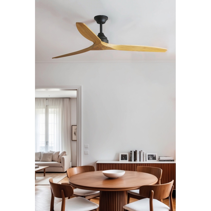 FARO 33718DC - Plafonski ventilator ALO L, drvo/crna, prečnik 152 cm + daljinski upravljač