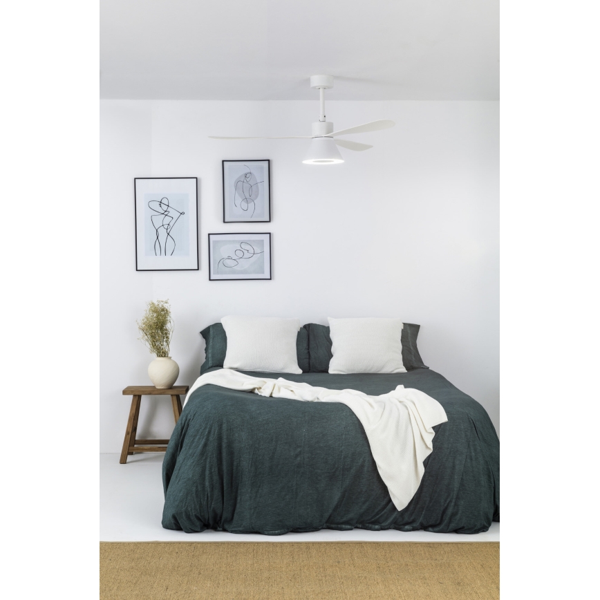 FARO 33760WT-22 - LED prigušiva plafonski ventilator AMELIA L CONE LED/20W/230V 2700/3500/5000K bela Ø 132 cm Wi‑Fi Tuya + daljinski upravljač