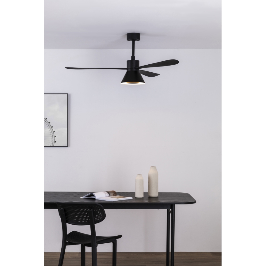 FARO 33761WT-23 - LED Prigušivi plafonski ventilator AMELIA L CONE LED/20W/230V 2700/3500/5000K crno pr. 132 cm Wi-Fi Tuya + Daljinski upravljač