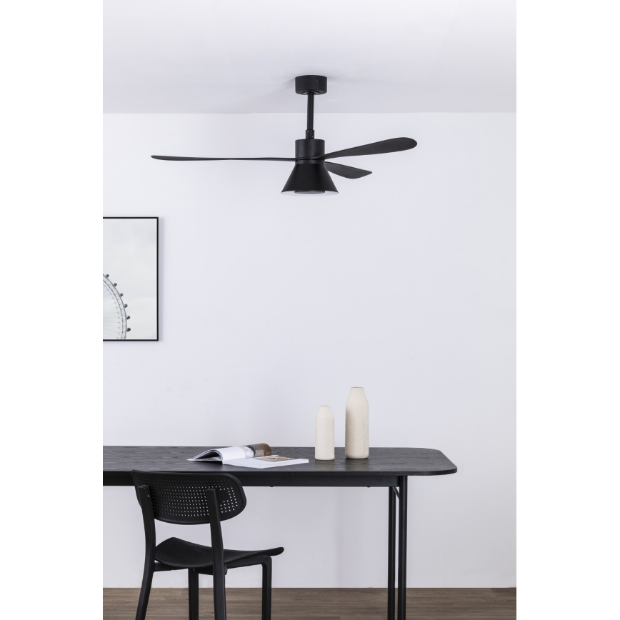 FARO 33761WT-23 - LED Prigušivi plafonski ventilator AMELIA L CONE LED/20W/230V 2700/3500/5000K crno pr. 132 cm Wi-Fi Tuya + Daljinski upravljač