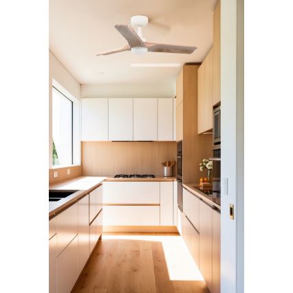 FARO 33805WT-1TW - LED Prigušivi plafonski ventilator HEYWOOD S LED/10W/230V 2700/4000/6000K drvo/bela pr. 90 cm Wi-Fi Tuya + Daljinski upravljač