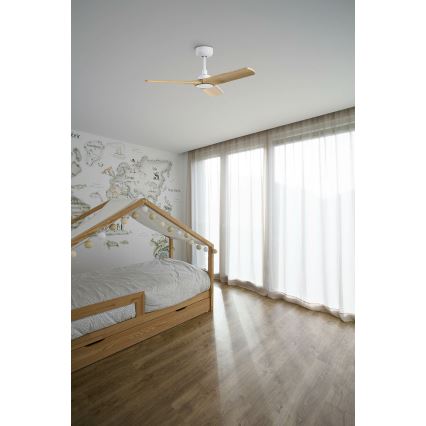 FARO 33805WT - Plafonski ventilator HEYWOOD S drvo/bela pr. 90 cm Wi-Fi Tuya + Daljinski upravljač