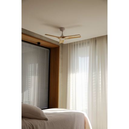 FARO 33805WT - Plafonski ventilator HEYWOOD S drvo/bela pr. 90 cm Wi-Fi Tuya + Daljinski upravljač