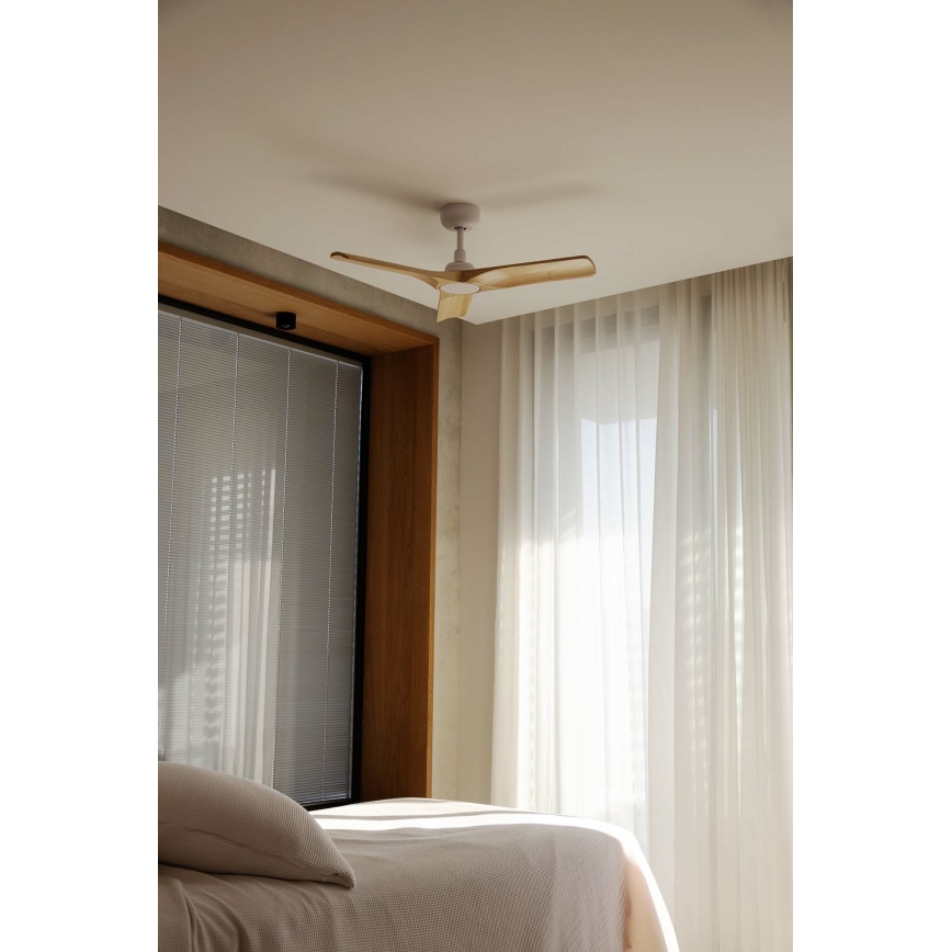FARO 33805WT - Plafonski ventilator HEYWOOD S drvo/bela pr. 90 cm Wi-Fi Tuya + Daljinski upravljač