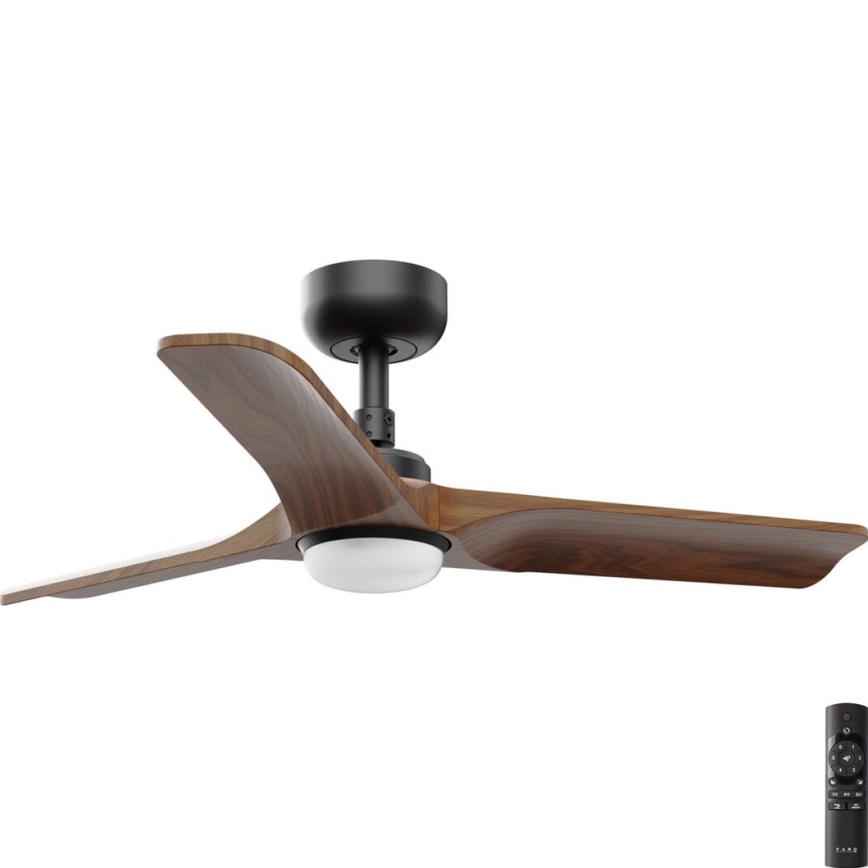 FARO 33806-1TW - LED Prigušivi plafonski ventilator HEYWOOD S LED/10W/230V 2700/4000/6000K drvo/crno pr. 90 cm + Daljinski upravljač