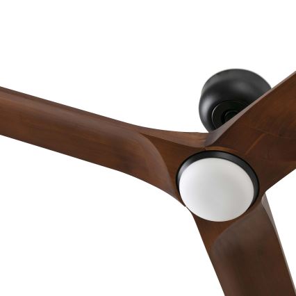 FARO 33806WT-1TW - LED Prigušivi plafonski ventilator HEYWOOD S LED/10W/230V 2700/4000/6000K drvo/crno pr. 90 cm Wi-Fi Tuya + Daljinski upravljač