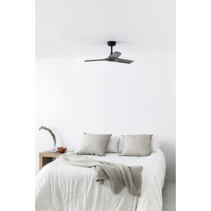 FARO 33806WT - Plafonski ventilator HEYWOOD S drvo/crna prečnik 90 cm Wi-Fi Tuya + daljinsko upravljanje