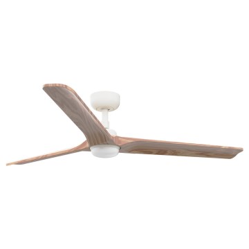FARO 33810-1TW - LED prigušiva plafonski ventilator HEYWOOD L LED/10W/230V 2700/4000/6000K drvo/belo prečnik 132 cm + daljinski upravljač