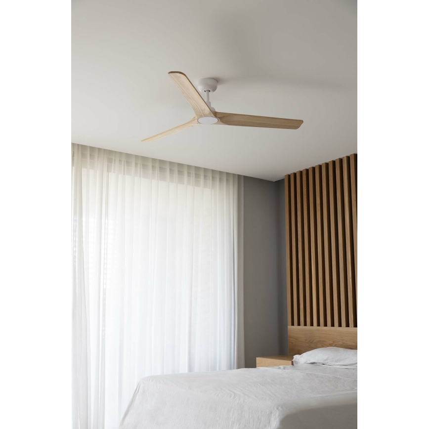 FARO 33810WT - Plafonski ventilator HEYWOOD L drvo/bela prečnik 132 cm Wi-Fi Tuya + daljinski upravljač