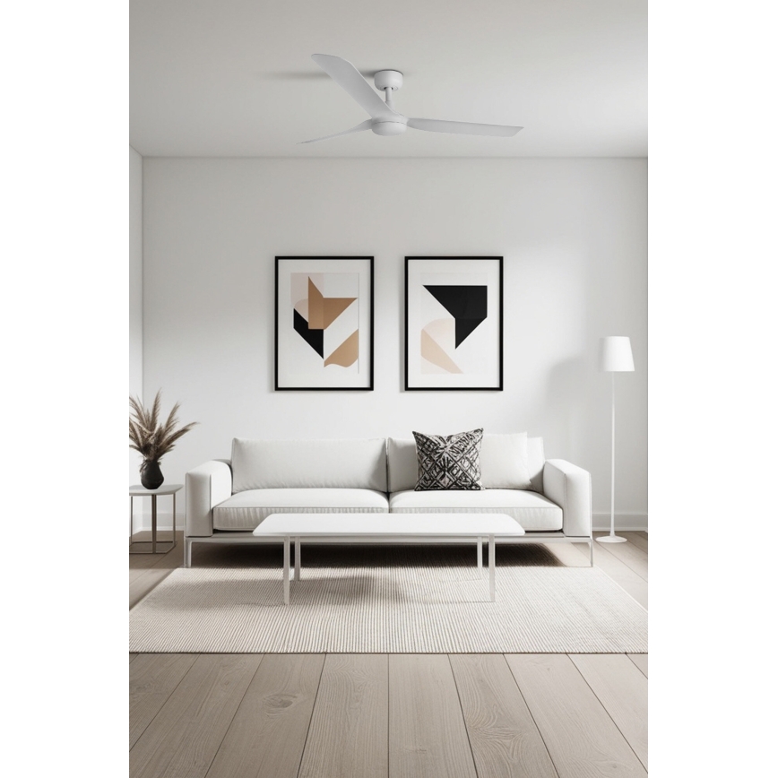 FARO 33814WT - Plafonski ventilator PUNT M bela pr. 132 cm Wi-Fi Tuya + Daljinski upravljač