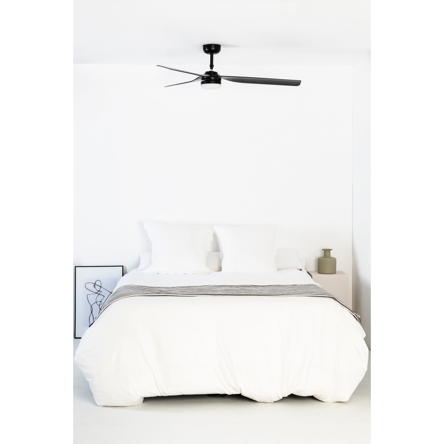 FARO 33815WT-21 - LED Prigušivi plafonski ventilator PUNT M LED/18W/230V 3000/4200/6500K crno pr. 132 cm Wi-Fi Tuya + Daljinski upravljač