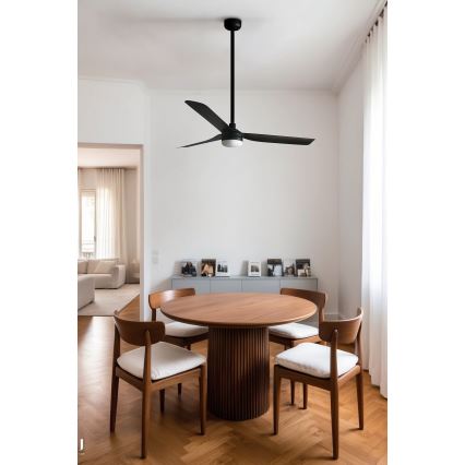 FARO 33815WT-21 - LED Prigušivi plafonski ventilator PUNT M LED/18W/230V 3000/4200/6500K crno pr. 132 cm Wi-Fi Tuya + Daljinski upravljač