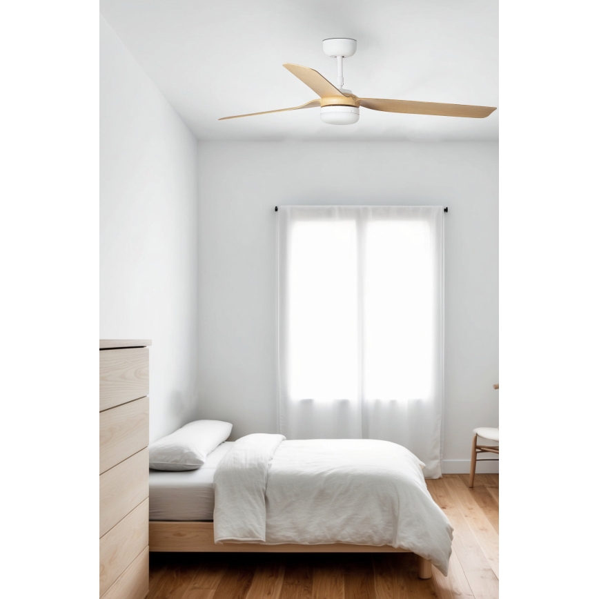 FARO 33816WT-20 - LED Prigušivi plafonski ventilator PUNT M LED/18W/230V braon/bela pr. 132 cm Wi-Fi Tuya + Daljinski upravljač