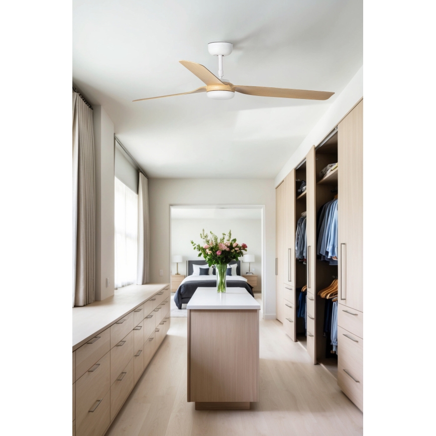 FARO 33816WT - Plafonski ventilator PUNT M braon/bela pr. 132 cm Wi-Fi Tuya + Daljinski upravljač