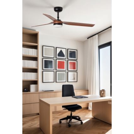 FARO 33817WT-21 - LED Prigušivi plafonski ventilator PUNT M LED/18W/230V braon/crno pr. 132 cm Wi-Fi Tuya + Daljinski upravljač