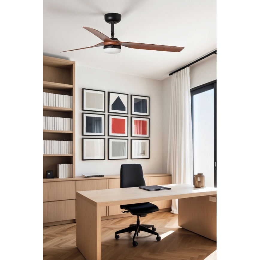 FARO 33817WT-21 - LED Prigušivi plafonski ventilator PUNT M LED/18W/230V braon/crno pr. 132 cm Wi-Fi Tuya + Daljinski upravljač