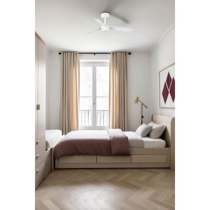 FARO 33820-1TW - LED plafonski ventilator sa prigušivačem MINI PUNT sa LED/10W 2700/4000/6000K, beo, prečnik 90 cm + daljinski upravljač