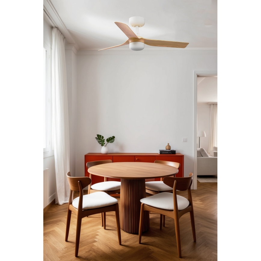 FARO 33821WT-1TW - LED Prigušivi plafonski ventilator MINI PUNT S LED/10W/230V 2700/4000/6000K braon/bela pr. 90 cm Wi-Fi Tuya + Daljinski upravljač