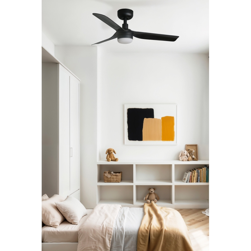 FARO 33822WT-1TW - LED Prigušivi plafonski ventilator MINI PUNT S LED/10W/230V 2700/4000/6000K crno pr. 90 cm Wi-Fi Tuya + Daljinski upravljač