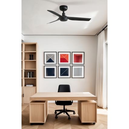 FARO 33822WT - Plafonski ventilator MINI PUNT S crno pr. 90 cm Wi-Fi Tuya + Daljinski upravljač