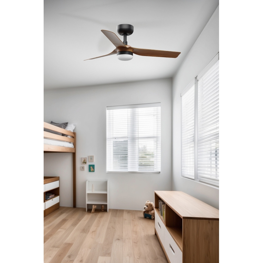 FARO 33823WT-1TW - LED Prigušivi plafonski ventilator MINI PUNT S LED/10W/230V 2700/4000/6000K braon/crno pr. 90 cm Wi-Fi Tuya + Daljinski upravljač