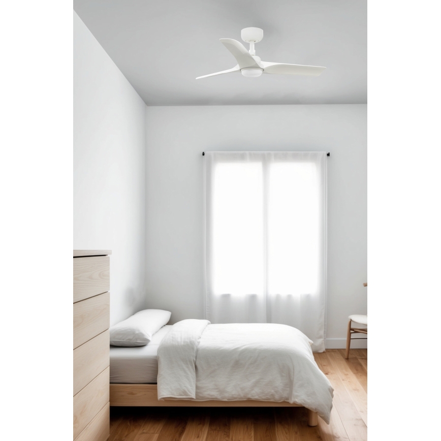 FARO 33824WT-1TW - LED Prigušivi plafonski ventilator HEY S LED/10W/230V 2700/4000/6000K bela pr. 90 cm Wi-Fi Tuya + Daljinski upravljač