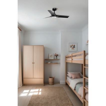 FARO 33825WT-1TW - LED Prigušivi plafonski ventilator HEY S LED/10W/230V 2700/4000/6000K crno pr. 90 cm Wi-Fi Tuya + Daljinski upravljač