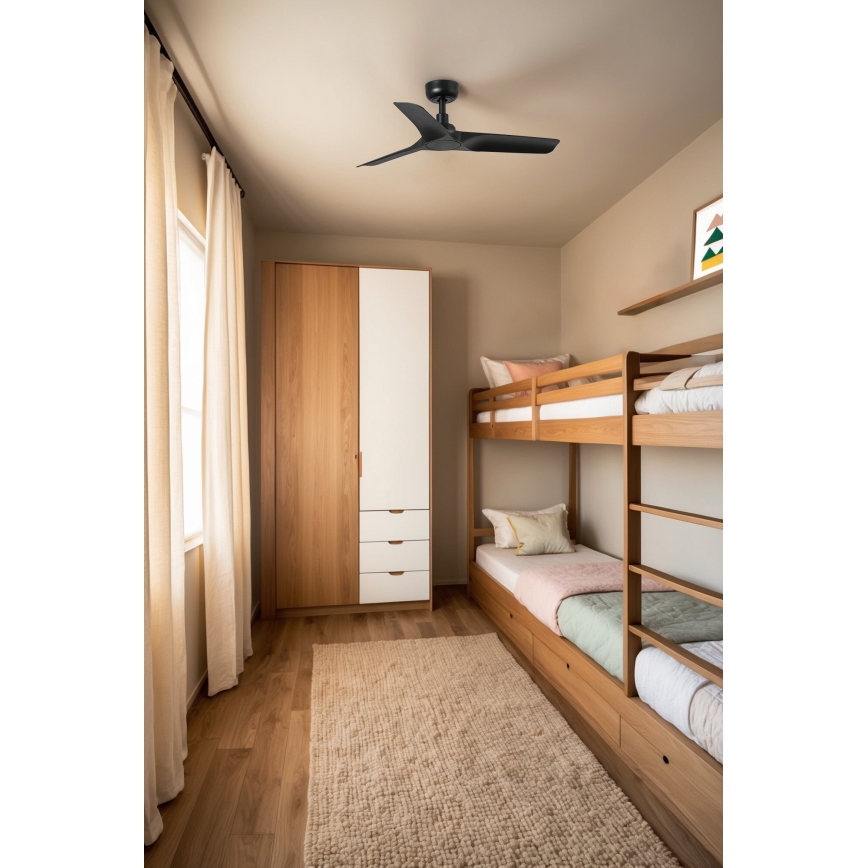FARO 33825WT - Plafonski ventilator HEY S crno pr. 90 cm Wi-Fi Tuya + Daljinski upravljač