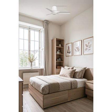FARO 33826WT-1TW - LED Prigušivi plafonski ventilator HEY TUB S LED/10W/230V 2700/4000/6000K bela pr. 90 cm Wi-Fi Tuya + Daljinski upravljač