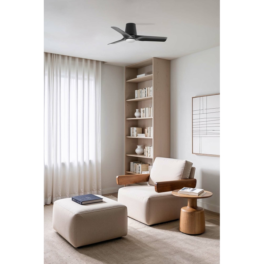 FARO 33827-1TW - LED Prigušivi plafonski ventilator HEY TUB S LED/10W/230V 2700/4000/6000K crno pr. 90 cm + Daljinski upravljač