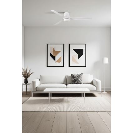 FARO 33828-1TW - LED Prigušivi plafonski ventilator PUNT TUB M LED/18W/230V 3000/4200/6500K pr. 130 cm bela + Daljinski upravljač