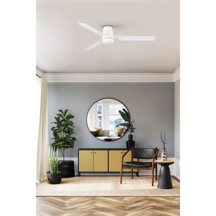 FARO 33828WT-1TW - LED Prigušivi plafonski ventilator PUNT TUB M LED/18W/230V 3000/4200/6500K bela pr. 132 cm Wi-Fi Tuya + Daljinski upravljač