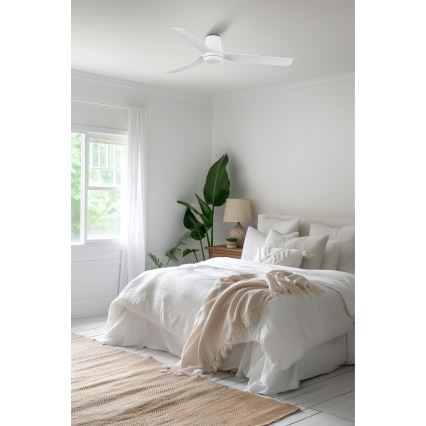FARO 33828WT - Plafonski ventilator PUNT TUB M bela pr. 132 cm Wi-Fi Tuya + Daljinski upravljač