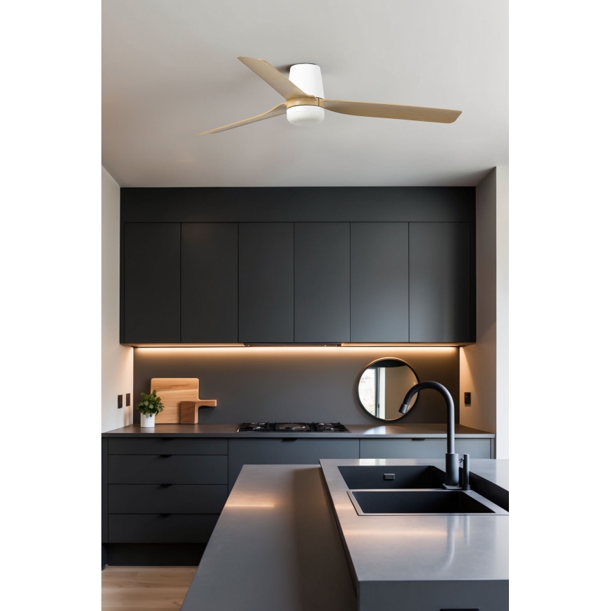 FARO 33829-1TW - LED Prigušivi plafonski ventilator PUNT TUB M LED/18W/230V 3000/4200/6500K pr. 130 cm bela/smeđa+ Daljinski upravljač