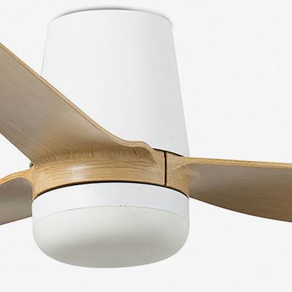 FARO 33829-1TW - LED Prigušivi plafonski ventilator PUNT TUB M LED/18W/230V 3000/4200/6500K pr. 130 cm bela/smeđa+ Daljinski upravljač