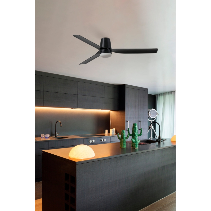 FARO 33829-1TW - LED Prigušivi plafonski ventilator PUNT TUB M LED/18W/230V 3000/4200/6500K pr. 130 cm bela/smeđa+ Daljinski upravljač