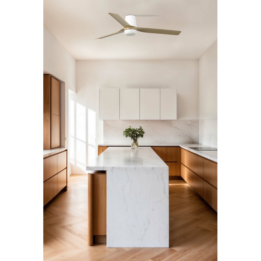 FARO 33829 - Plafonski ventilator PUNT TUB M braon/bela prečnika 130 cm + daljinski upravljač