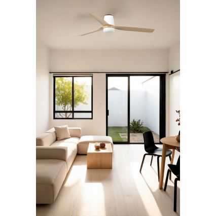 FARO 33829WT-1TW - LED Prigušivi plafonski ventilator PUNT TUB M LED/18W/230V 3000/4200/6500K braon/bela pr. 132 cm Wi-Fi Tuya + Daljinski upravljač