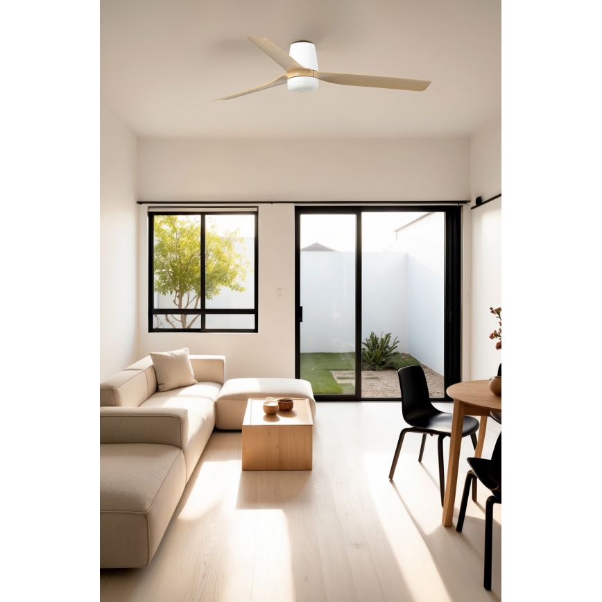 FARO 33829WT-1TW - LED Prigušivi plafonski ventilator PUNT TUB M LED/18W/230V 3000/4200/6500K braon/bela pr. 132 cm Wi-Fi Tuya + Daljinski upravljač