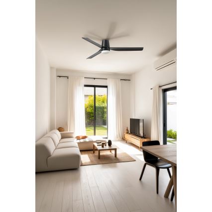 FARO 33830-1TW - LED Prigušivi plafonski ventilator PUNT TUB M LED/18W/230V 3000/4200/6500K pr. 130 cm crno + Daljinski upravljač