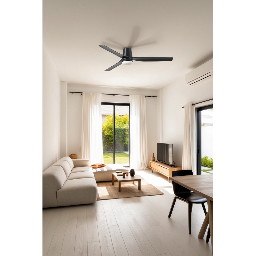 FARO 33830-1TW - LED Prigušivi plafonski ventilator PUNT TUB M LED/18W/230V 3000/4200/6500K pr. 130 cm crno + Daljinski upravljač