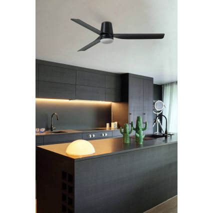 FARO 33830WT-1TW - LED Prigušivi plafonski ventilator PUNT TUB M LED/18W/230V 3000/4200/6500K crno pr. 132 cm Wi-Fi Tuya + Daljinski upravljač
