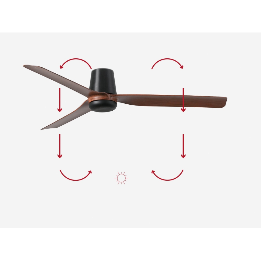 FARO 33831 - Plafonski ventilator PUNT TUB M, braon/crna, prečnik 130 cm + daljinski upravljač