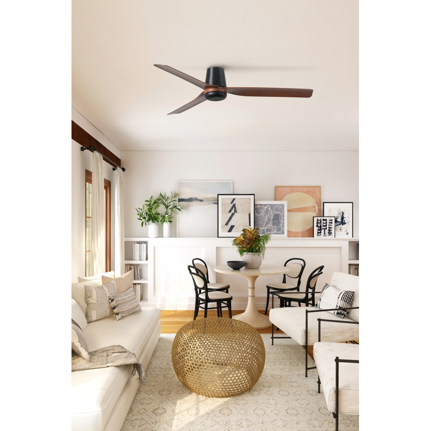 FARO 33831WT - Plafonski ventilator PUNT TUB M braon/crno pr. 132 cm Wi-Fi Tuya + Daljinski upravljač
