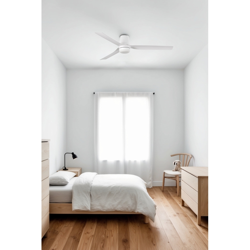 FARO 33832WT-1TW - LED Prigušivi plafonski ventilator MINI PUNT TUB S LED/10W/230V 2700/4000/6000K bela pr. 90 cm Wi-Fi Tuya + Daljinski upravljač
